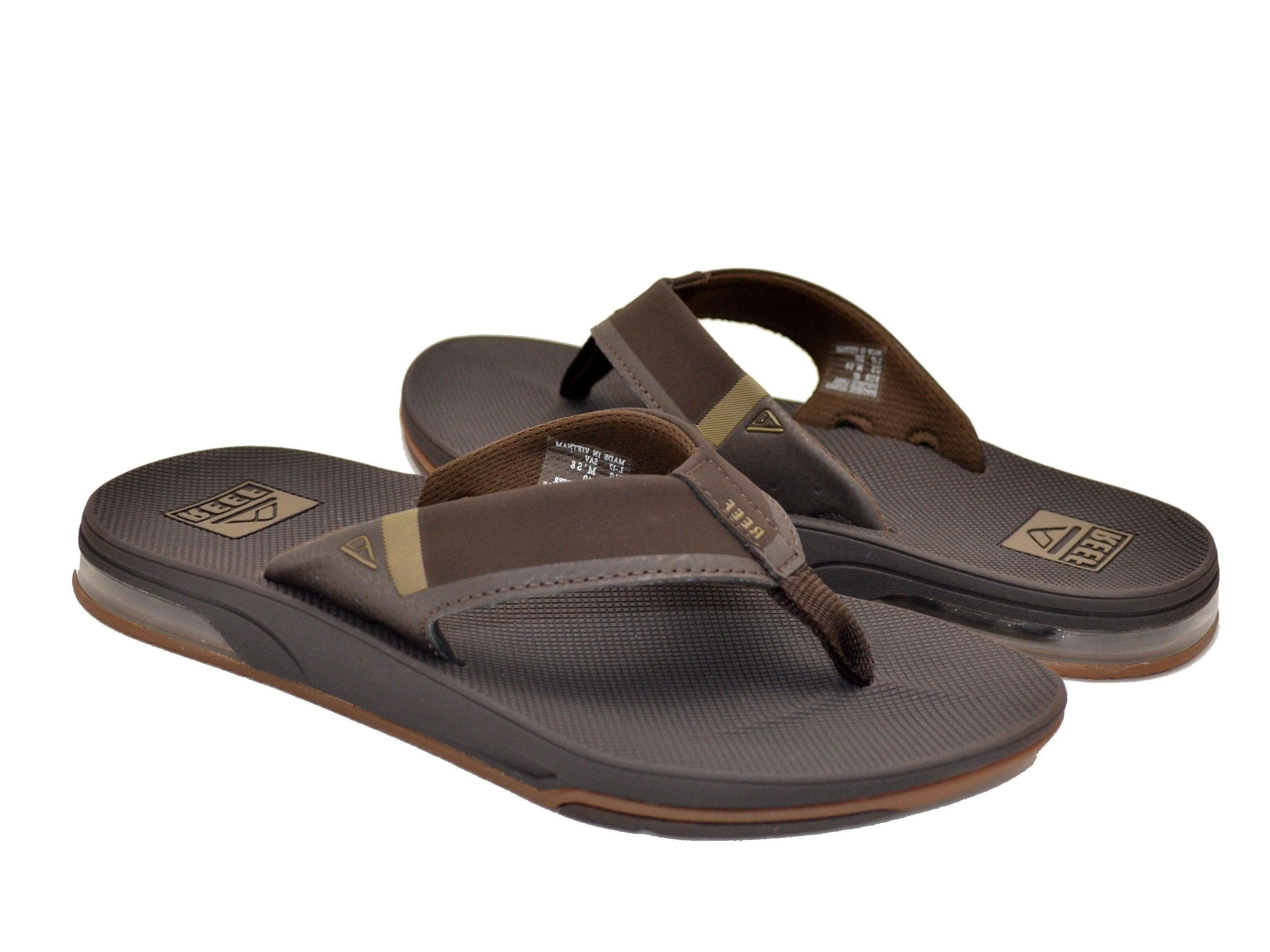 Reef Men's Fanning Bottle Opener Black, Brown, Gray Olive Navy Sandal