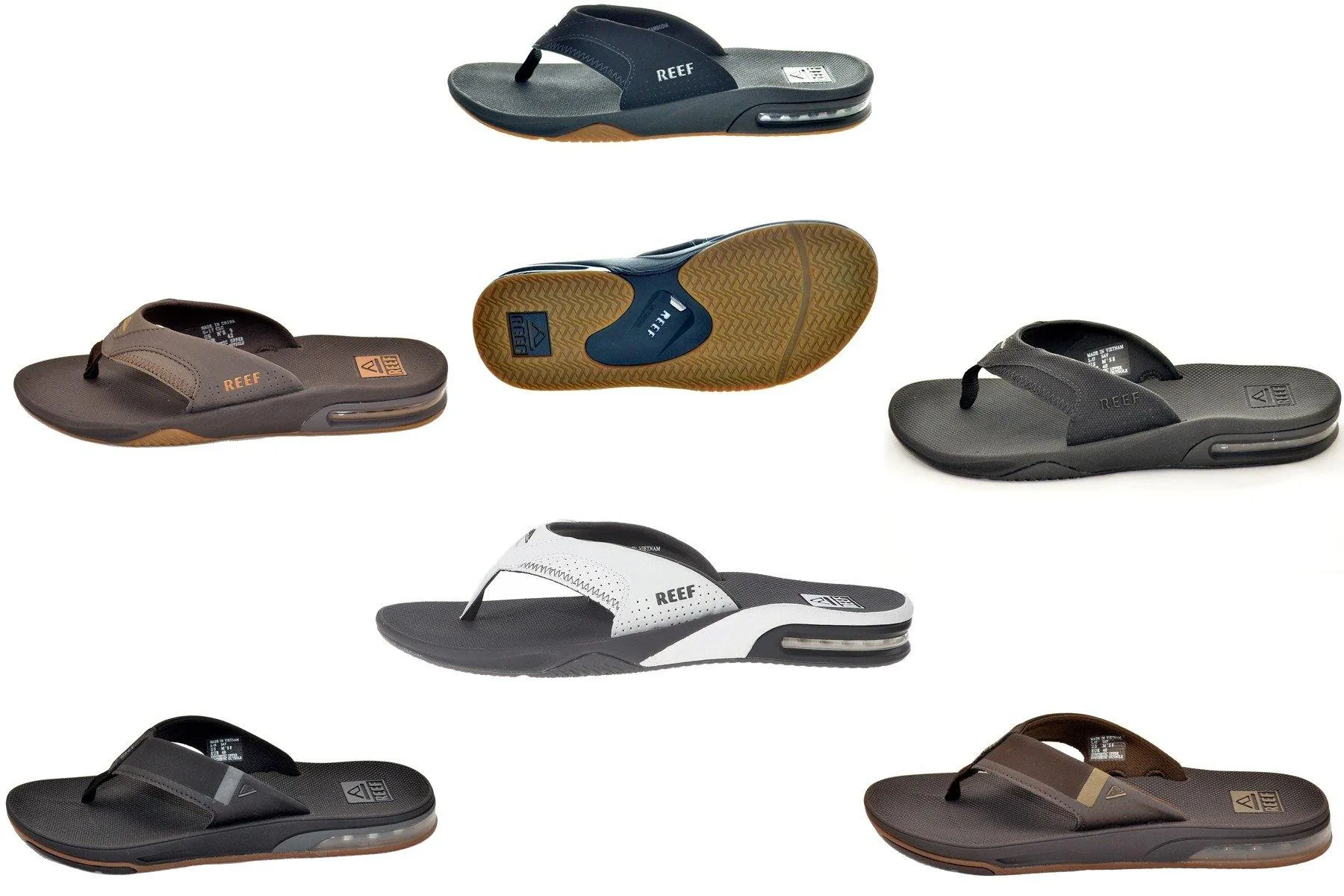 Reef Men's Fanning Bottle Opener Black, Brown, Gray Olive Navy Sandal