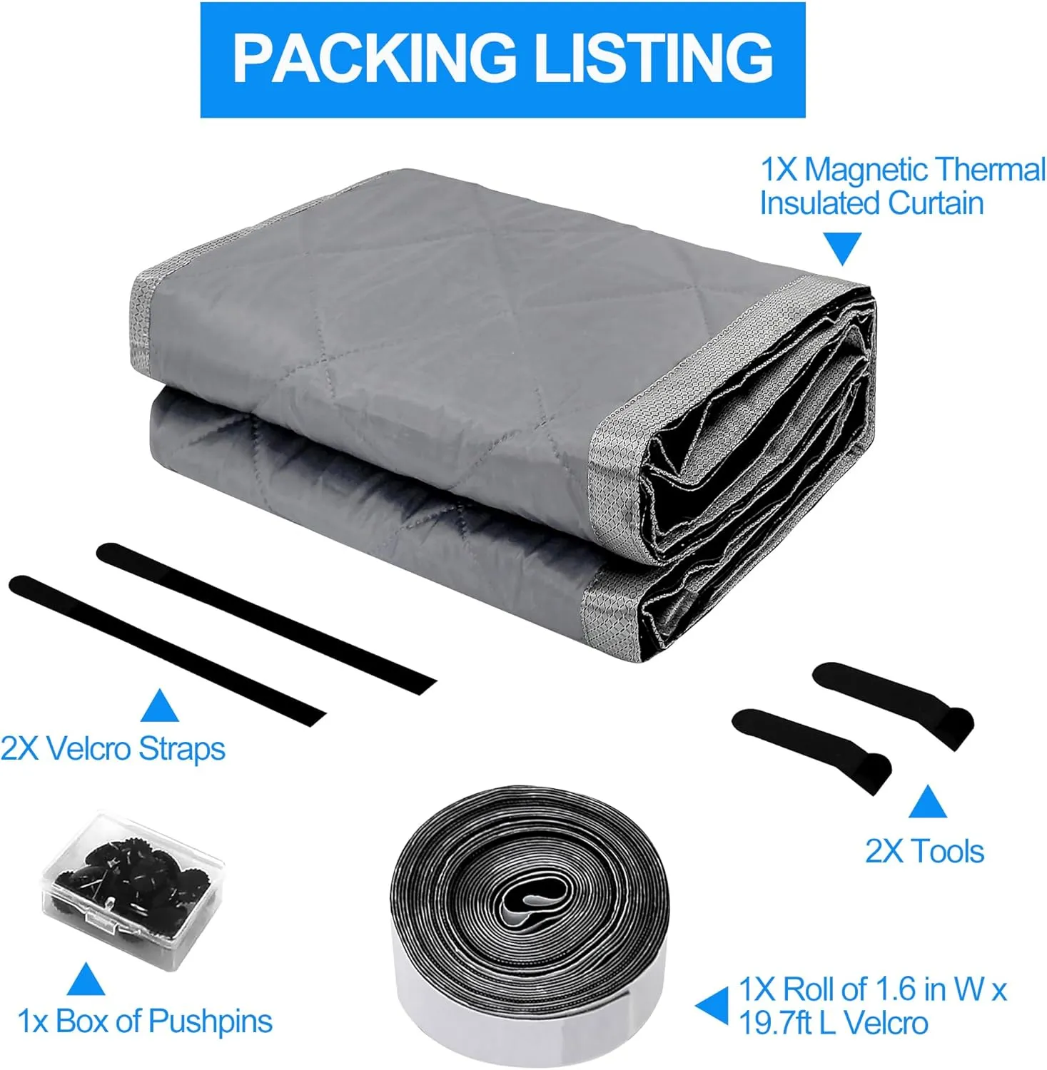 RELIANCER Magnetic Thermal Insulated Curtain, Waterproof Oxford Cloth Door Cover, Fits 48"x80", Cotton Fiberfill Winter Insulated Windproof Blanket