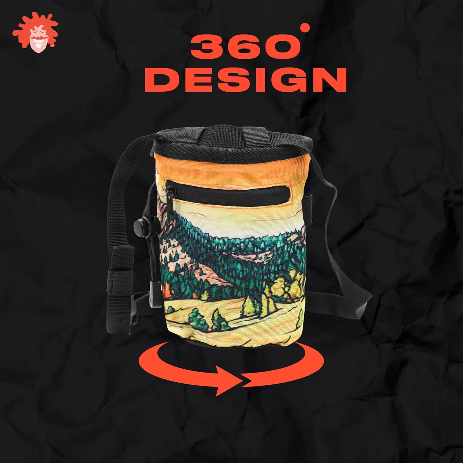 Rock Climbing Chalk Bag | for Outdoor, Gym, & Bouldering | Adjustable Waist Belt, Durable Drawstring Closure, & Zippered Pocket