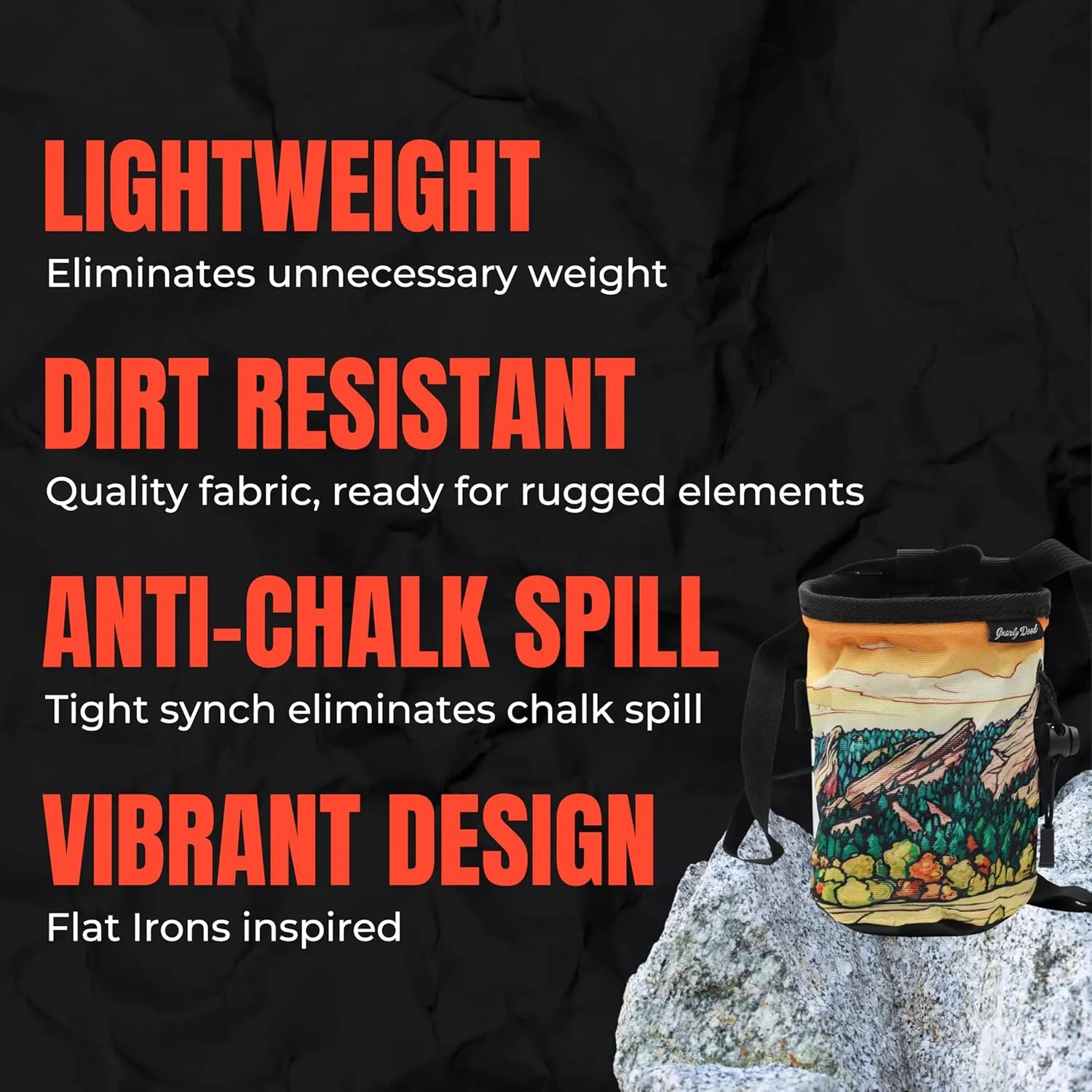 Rock Climbing Chalk Bag | for Outdoor, Gym, & Bouldering | Adjustable Waist Belt, Durable Drawstring Closure, & Zippered Pocket