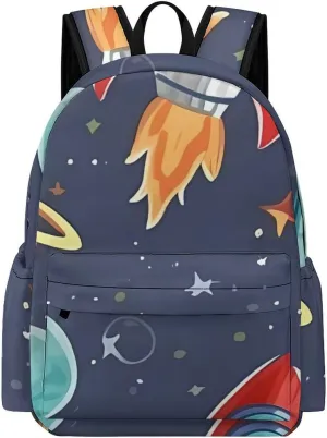 Rocket Clipart Space Ship Backpack Large Capacity, Durable Lightweight Bookbag Casual Laptop Backpack for Work, Travel