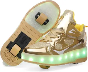 Roller Skate Shoes for Boys and Girls Kids LED Light Up Fashion Sneakers with Rechargeable and Detachable Wheels The Gift for Party Birthday Christmas Day
