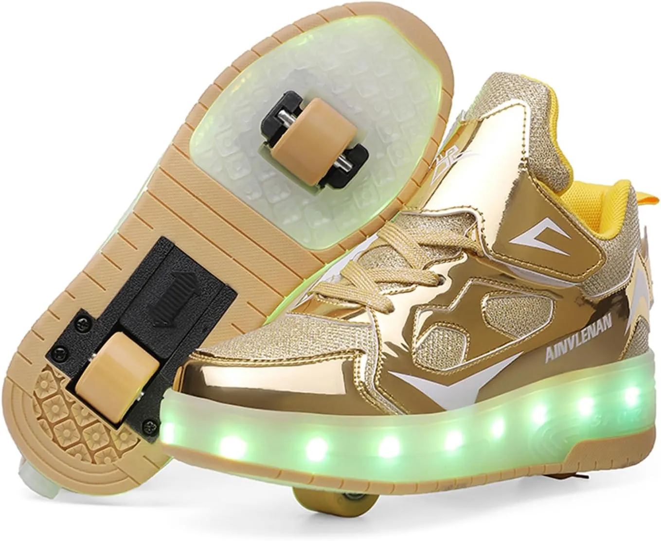 Roller Skate Shoes for Boys and Girls Kids LED Light Up Fashion Sneakers with Rechargeable and Detachable Wheels The Gift for Party Birthday Christmas Day