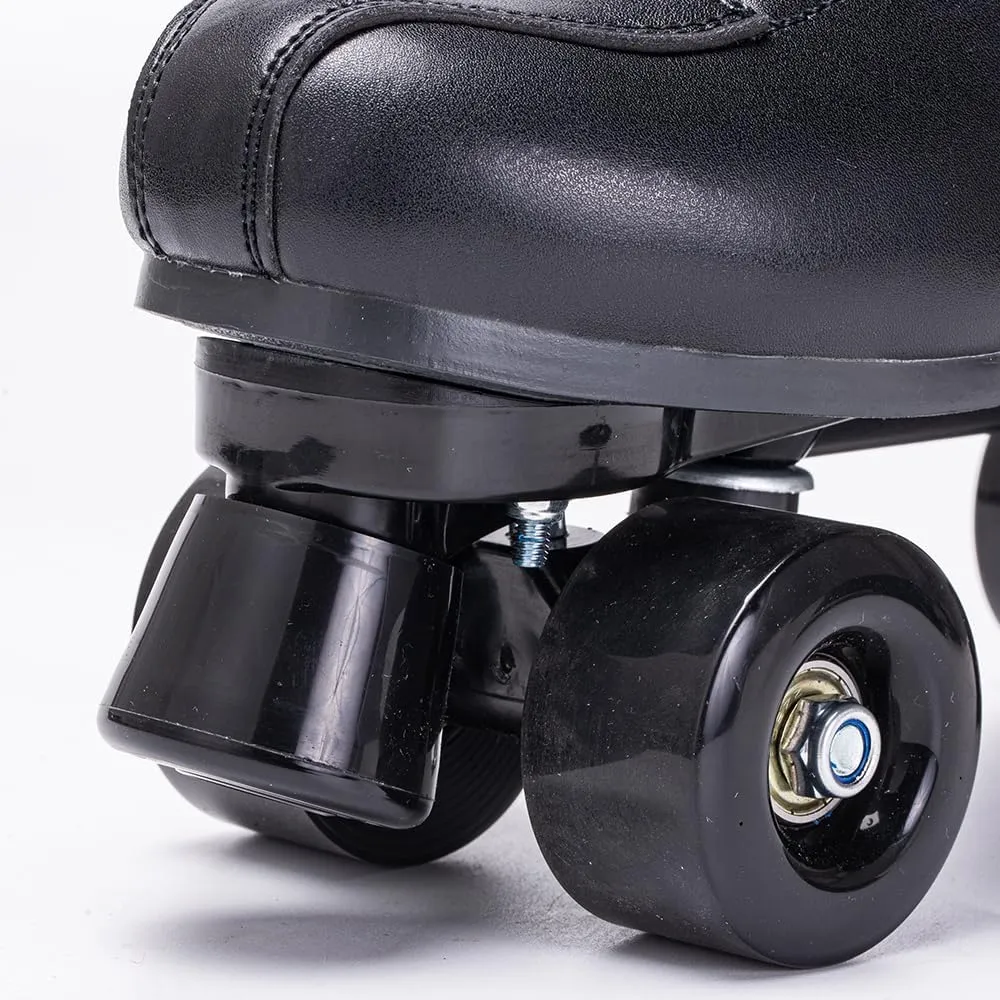 Roller Skates Women Men High-Top PU Leather Roller Skates Classic Double-Row Roller Skates Outdoor Indoor Quad-Skates with Light up Shoe Laces