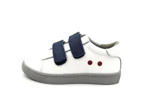 Ruby  White Sneaker with Double Navy Velcro  308