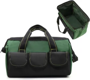 Rugged 16-Inch Wide Mouth Tool Bag for Professionals, Waterproof and Durable. Great for Construction Electricians Carpentry and DIY Enthusiasts, Green