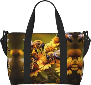 Rural Honey Bees flowers Personal Item Travel Bags for Women - Durable Travel Duffel Bags, Gym Bags for Overnight Trips