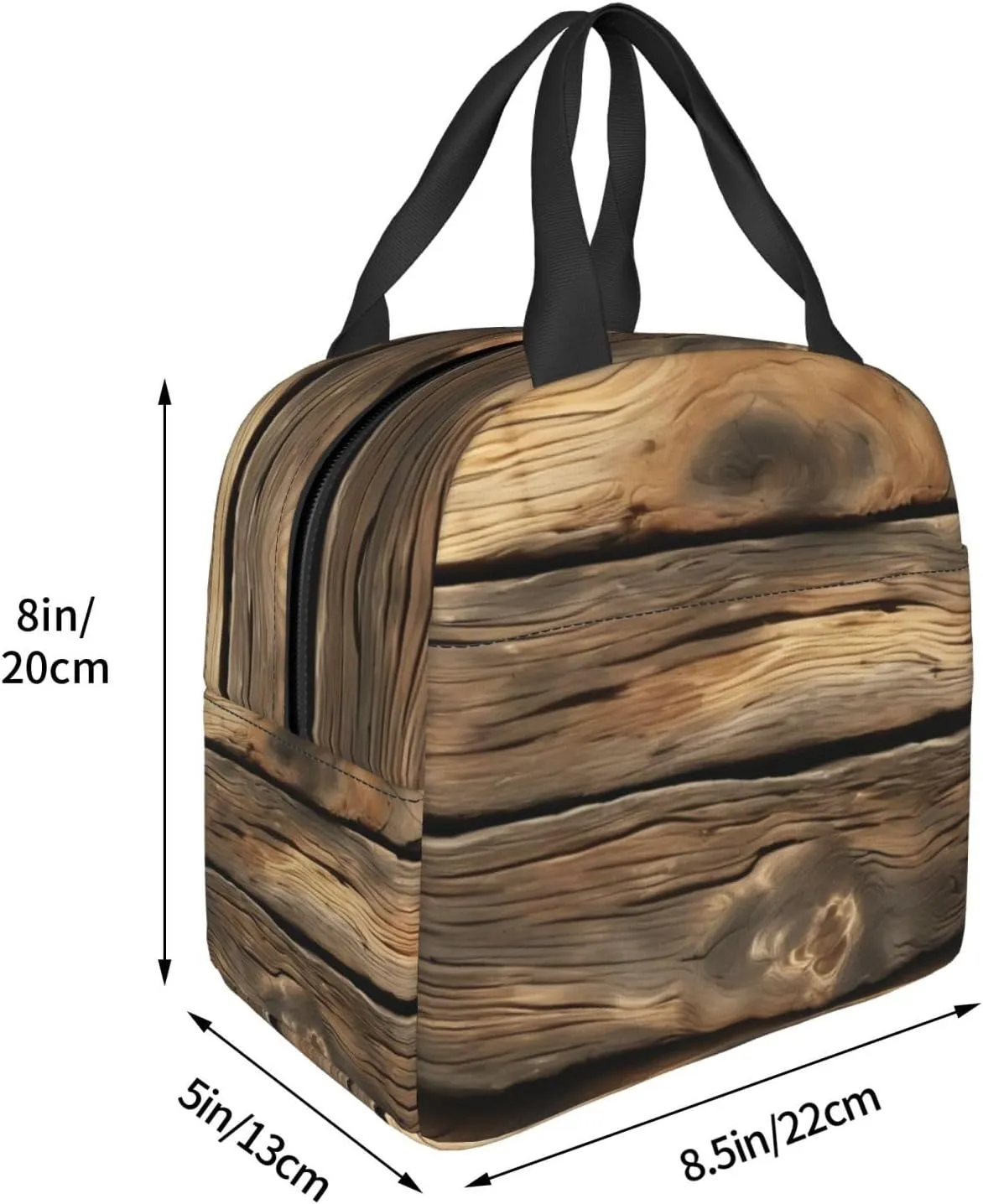 Rustic Wood Plank Lunch Bag for Women Men Insulated Lunch Box for Work/Picnic/Travel Reusable Durable Lunch Box