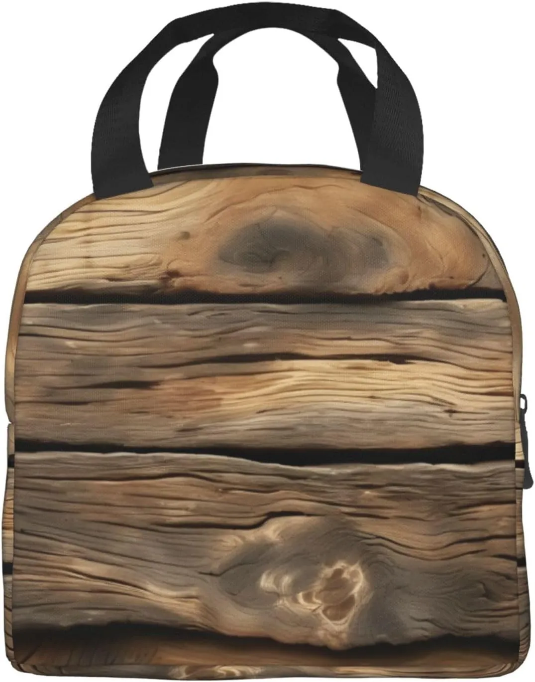 Rustic Wood Plank Lunch Bag for Women Men Insulated Lunch Box for Work/Picnic/Travel Reusable Durable Lunch Box