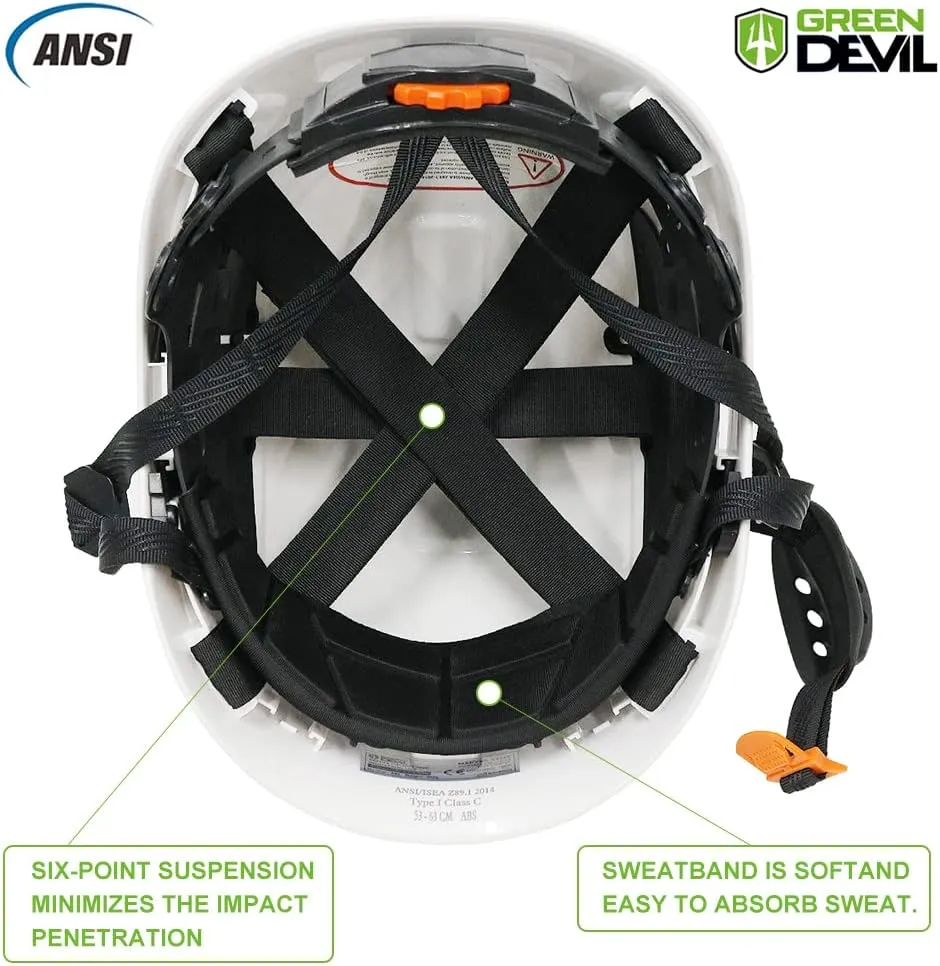Safety Helmet Hard Hat with Visor and Ear Protection Adjustable Lightweight Vented ABS Work Helmet for Men and Women 6-Point Suspension ANSI Z89.1 Approved Ideal for Industrial & Construction