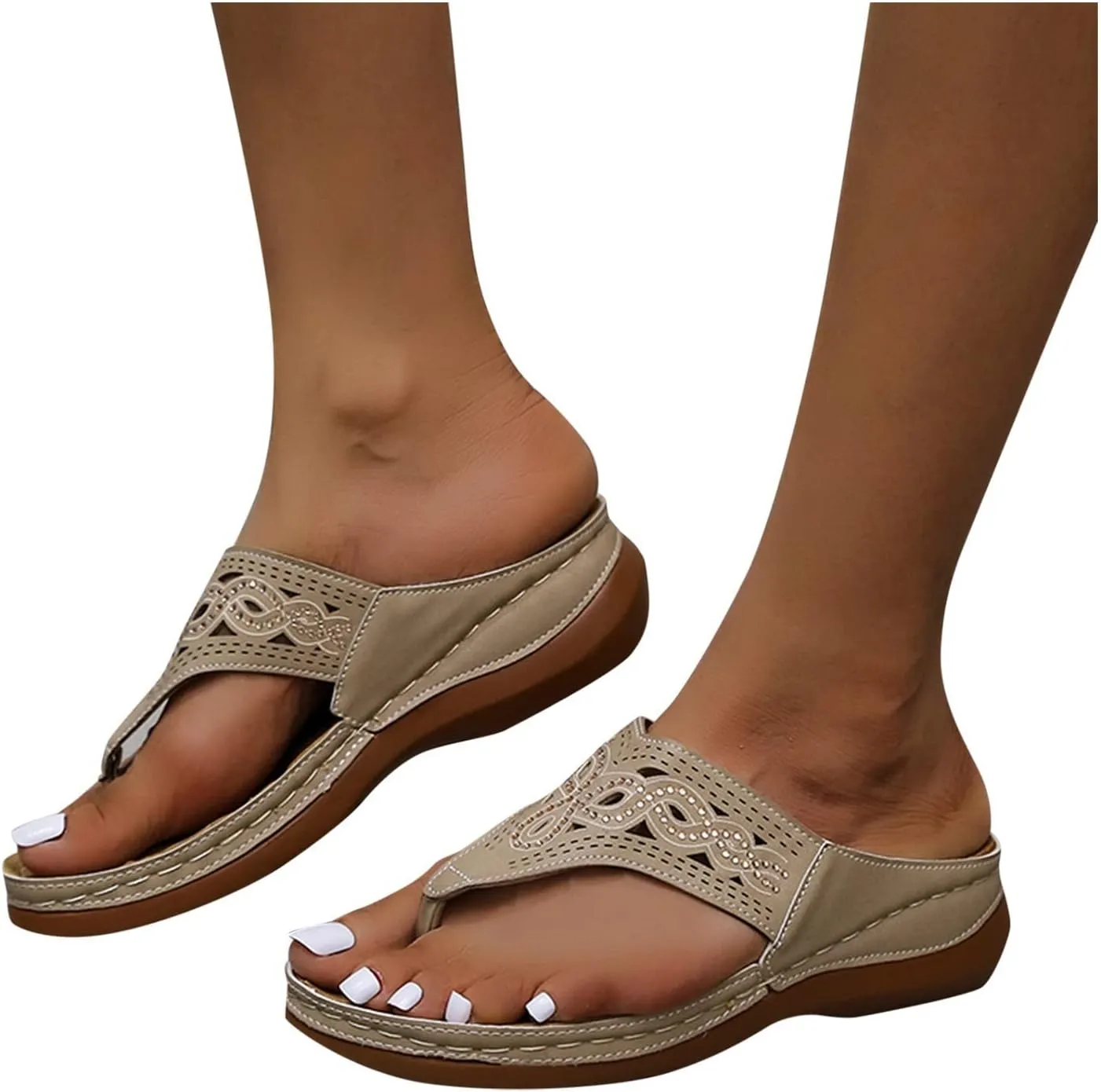 Sandals for Women 2025 Summer Orthopedic Arch Support Wedge Wide Fit Slip on Sandals Lightweight Casual Beach Walking Wedges Flip Flops Shoes
