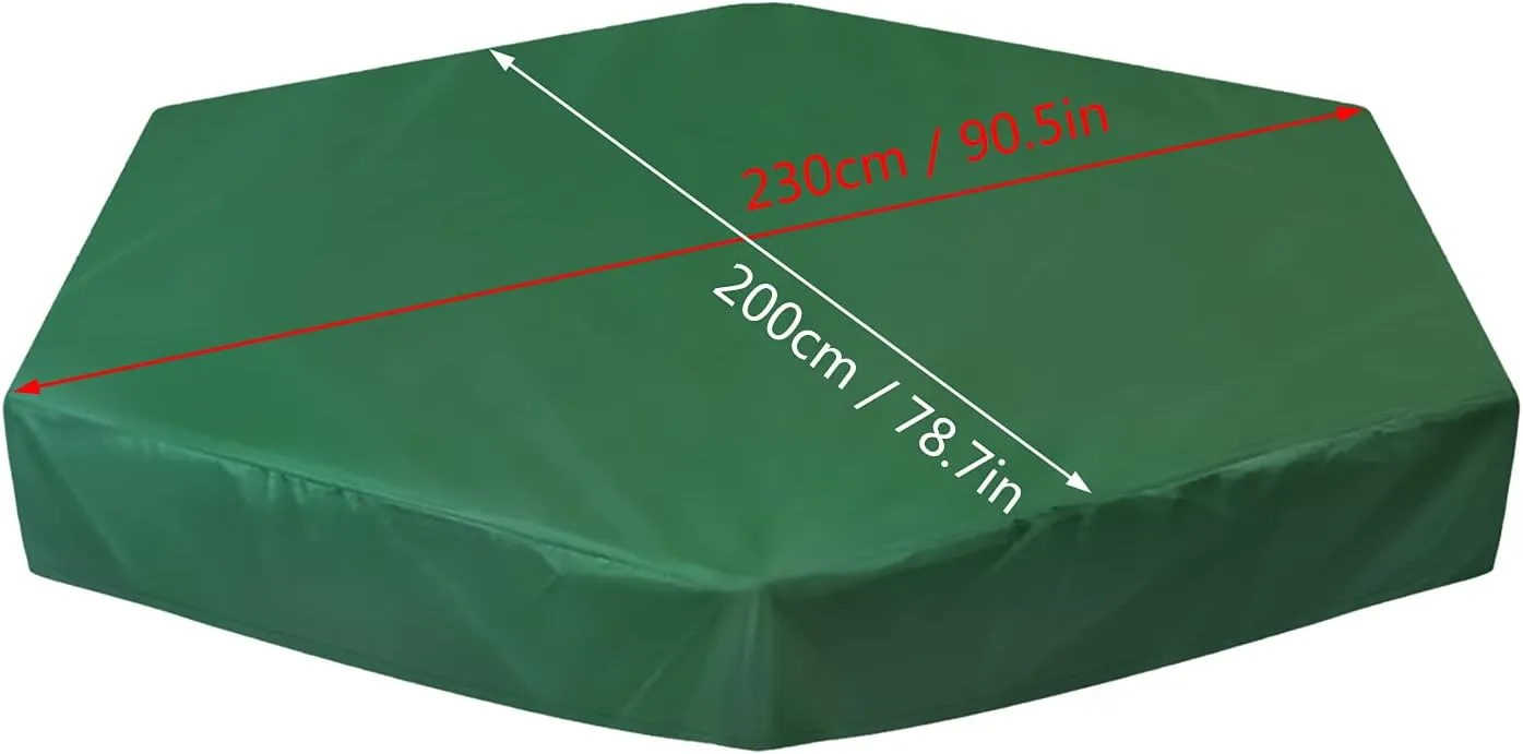 Sandbox Cover, Hexagon Sandbox Sandpit Cover with Drawstring Waterproof Sandbox Pool Cover Oxford Protective Cover for Sandpit Canopy Sand Toys Protection Cover for Outdoor (230X200cm)