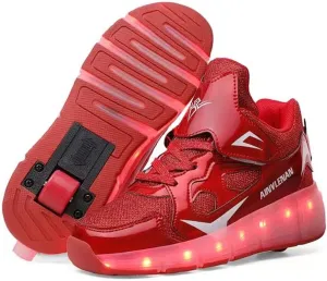 SDSPEED 7 Colors LED Rechargeable Kids Roller Skate Shoes with Single Wheel Shoes Sport Sneaker