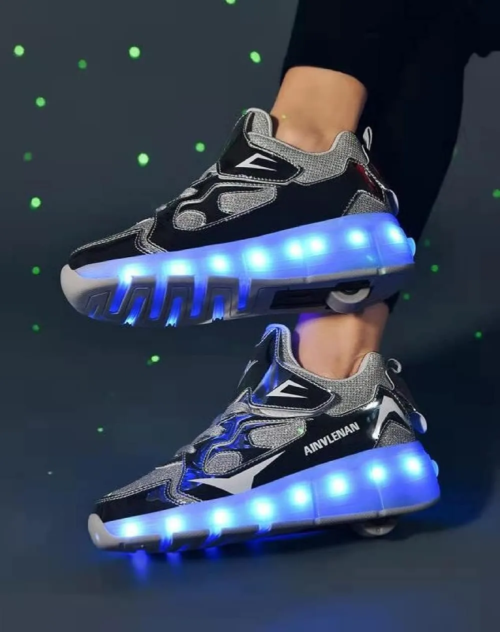 SDSPEED 7 Colors LED Rechargeable Kids Roller Skate Shoes with Single Wheel Shoes Sport Sneaker
