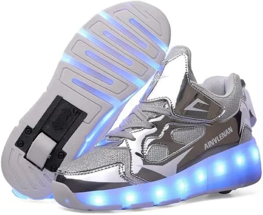 SDSPEED 7 Colors LED Rechargeable Kids Roller Skate Shoes with Single Wheel Shoes Sport Sneaker
