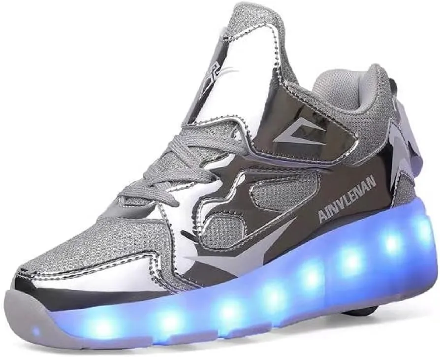 SDSPEED 7 Colors LED Rechargeable Kids Roller Skate Shoes with Single Wheel Shoes Sport Sneaker