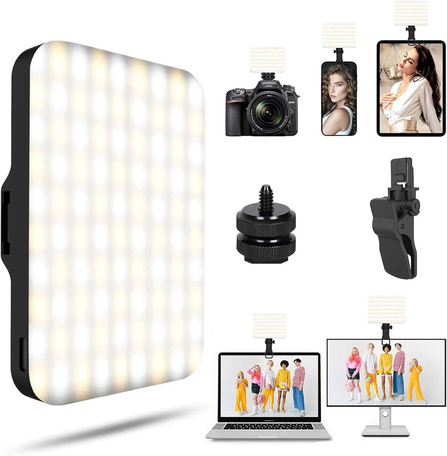 Selfie Light - BANSINE USB-Rechargeable LED Phone Light - Portable Photo Light with 97  CRI, Up to 6500K Color Temperature for Selfie, Zoom Conference, Video, Makeup and Live Stream