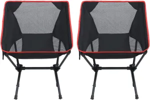 Set of 2 Outdoor Camping Chairs for Adults, Ultralight Portable Folding Chair with Carry Bag, 600D Oxford Fabric, 100KG Load Capacity, for Travel, Beach, Picnic, Hiking,Black b
