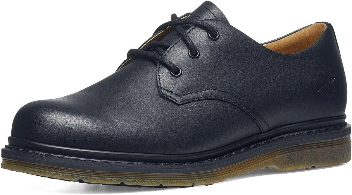 Shoes for Crews Minetta Mens Womens Unisex Non Slip Dress Work Shoes - Work & Safety Footwear, Water Resistant, Lace-up, Oxford Shoes, Wide, M5.5/W7 Black