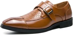 Single Season Dress Oxford for Men Slip On Monk Strap Crocodile Print Faux Leather Non Slip Resistant Low Top Working Very Popular Among Young People (Color : Yellow, Size : 10.5)