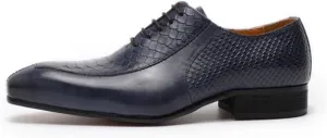 Single Season Oxford Dress Shoes for Men Lace Up Split Toe Pointed Toe Crocodile Embossed Cowhide Rubber Sole Anti-Slip Non Slip Low Top Slip Resistant Wedding Very Popular Among Young pe