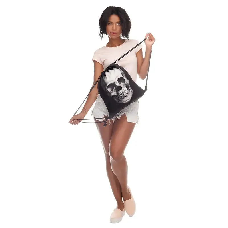 Skull Print Drawstring Sport Backpack