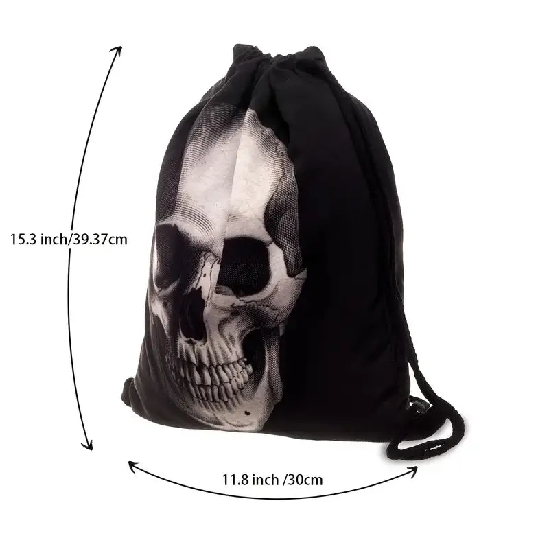 Skull Print Drawstring Sport Backpack