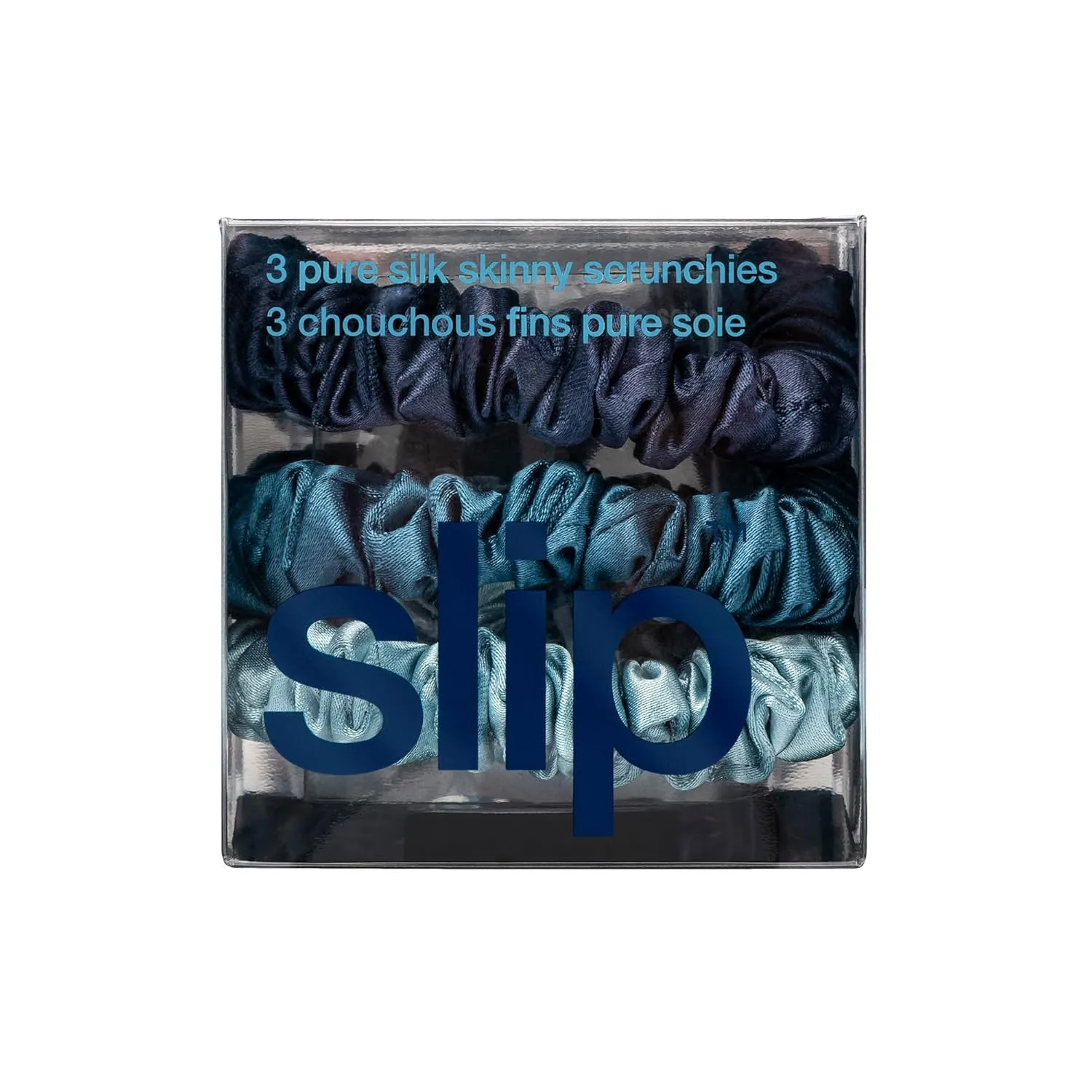 SLIP Amazon Exclusive Skinny Scrunchies: Anti-Crease, Anti-Breakage Slipsilk™ Design Protects Delicate Hair | Includes 3 Pure Silk Scrunchies, Sea