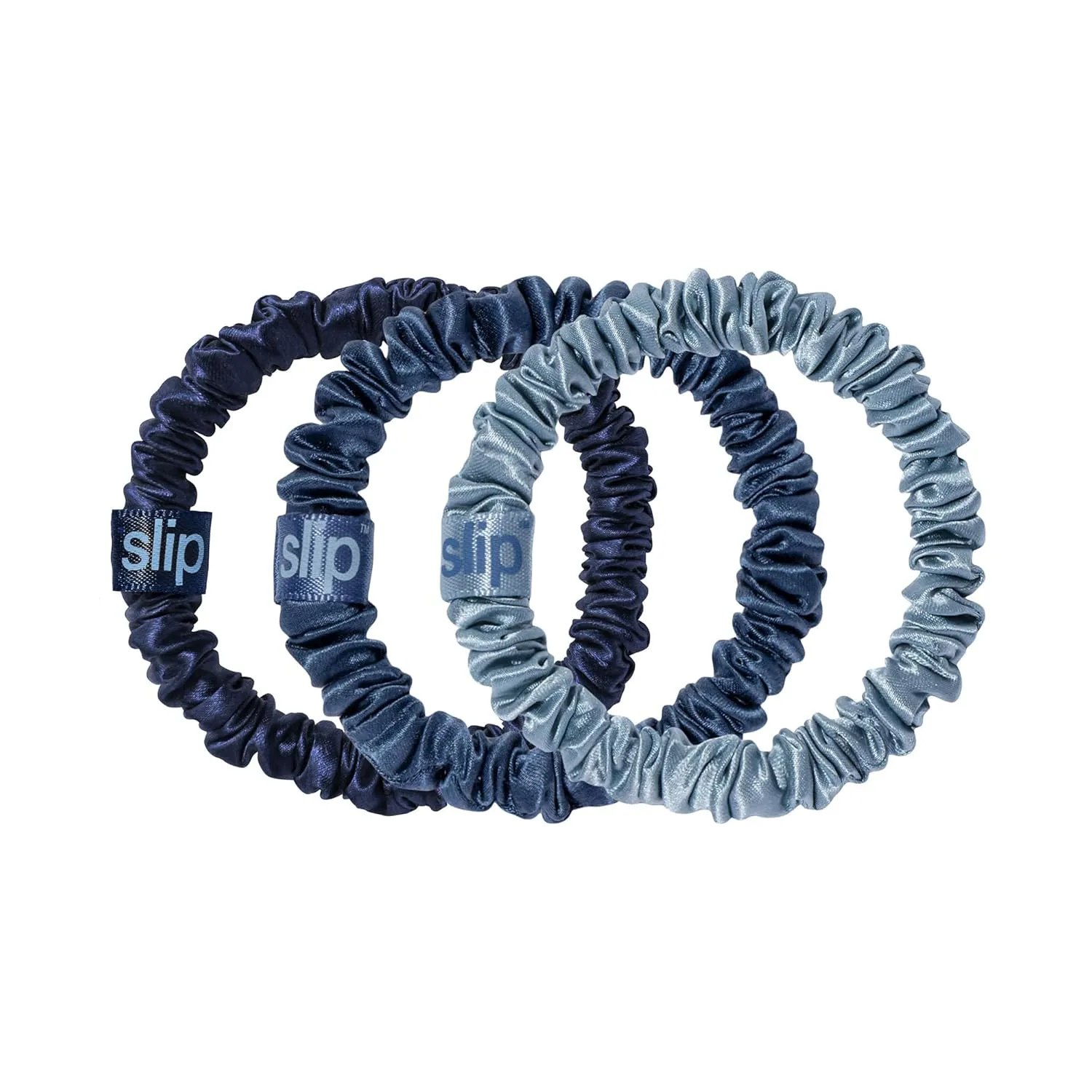 SLIP Amazon Exclusive Skinny Scrunchies: Anti-Crease, Anti-Breakage Slipsilk™ Design Protects Delicate Hair | Includes 3 Pure Silk Scrunchies, Sea