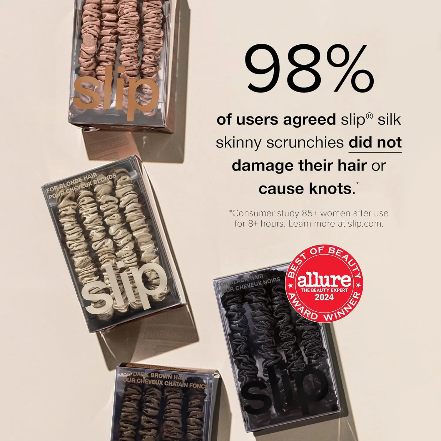 SLIP Amazon Exclusive Skinny Scrunchies: Anti-Crease, Anti-Breakage Slipsilk™ Design Protects Delicate Hair | Includes 3 Pure Silk Scrunchies, Sea