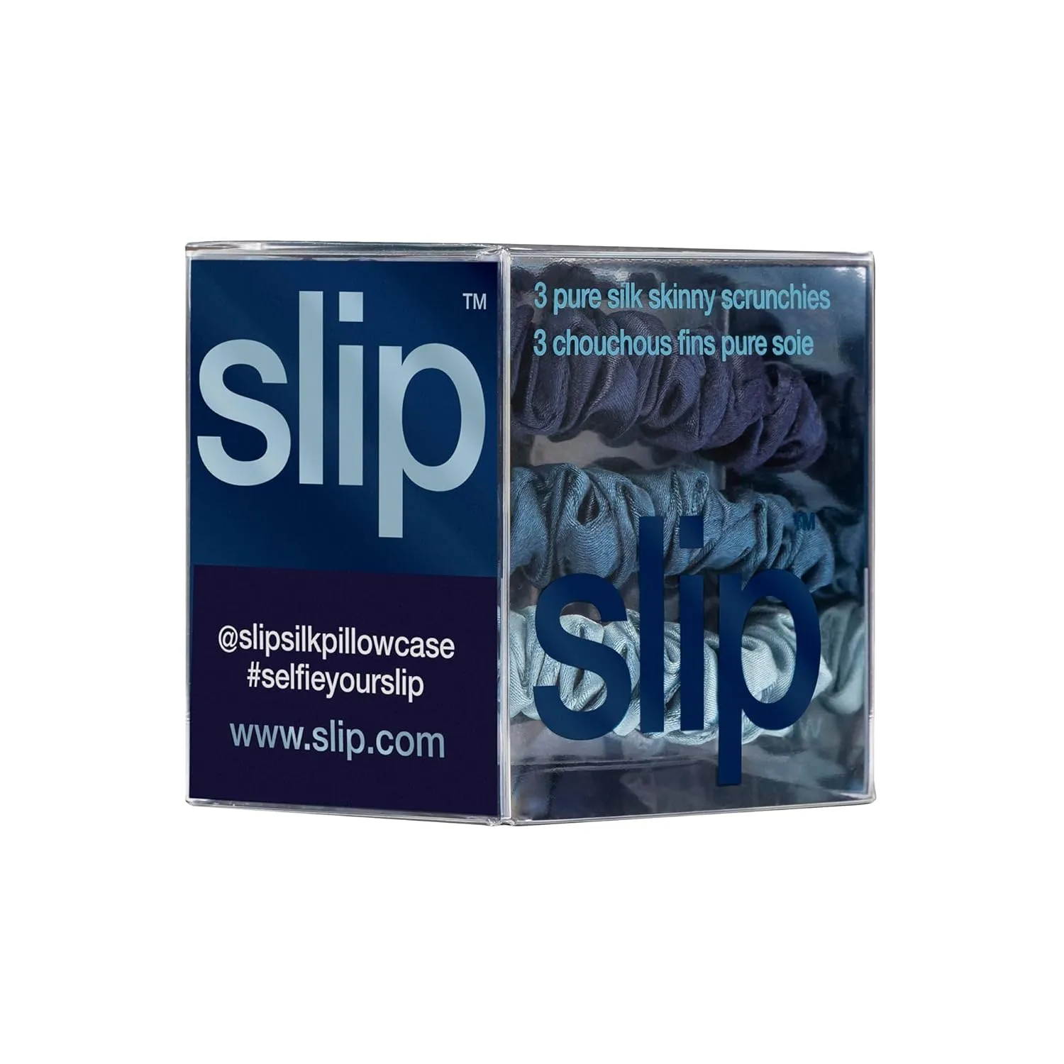 SLIP Amazon Exclusive Skinny Scrunchies: Anti-Crease, Anti-Breakage Slipsilk™ Design Protects Delicate Hair | Includes 3 Pure Silk Scrunchies, Sea