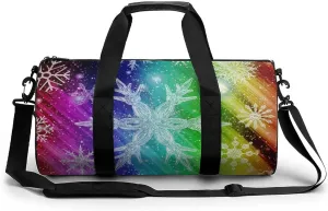 Snowflake Sports Gym Bag Cylindrical Durable Duffel Bag With Shoulder Strap For Travel Sport Workout