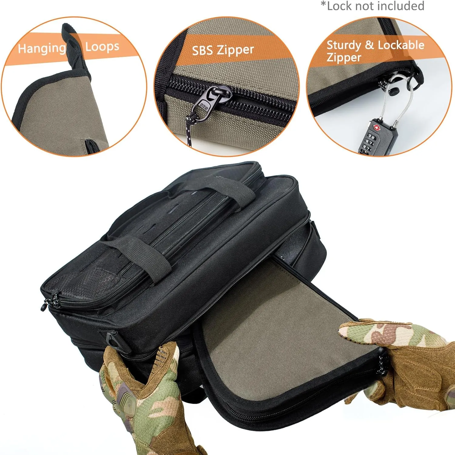 Soft Pistol Case for Handguns-Single Gun Cases for Pistols-Pistol Bag-Handgun Case With Lockable Zipper -Concealed Carry Gun Pouch-Pistol Bag Soft Gun Storage for Handguns[Only ONE Gun Bag]