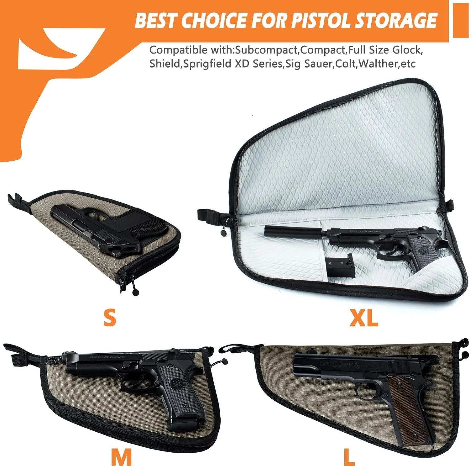 Soft Pistol Case for Handguns-Single Gun Cases for Pistols-Pistol Bag-Handgun Case With Lockable Zipper -Concealed Carry Gun Pouch-Pistol Bag Soft Gun Storage for Handguns[Only ONE Gun Bag]