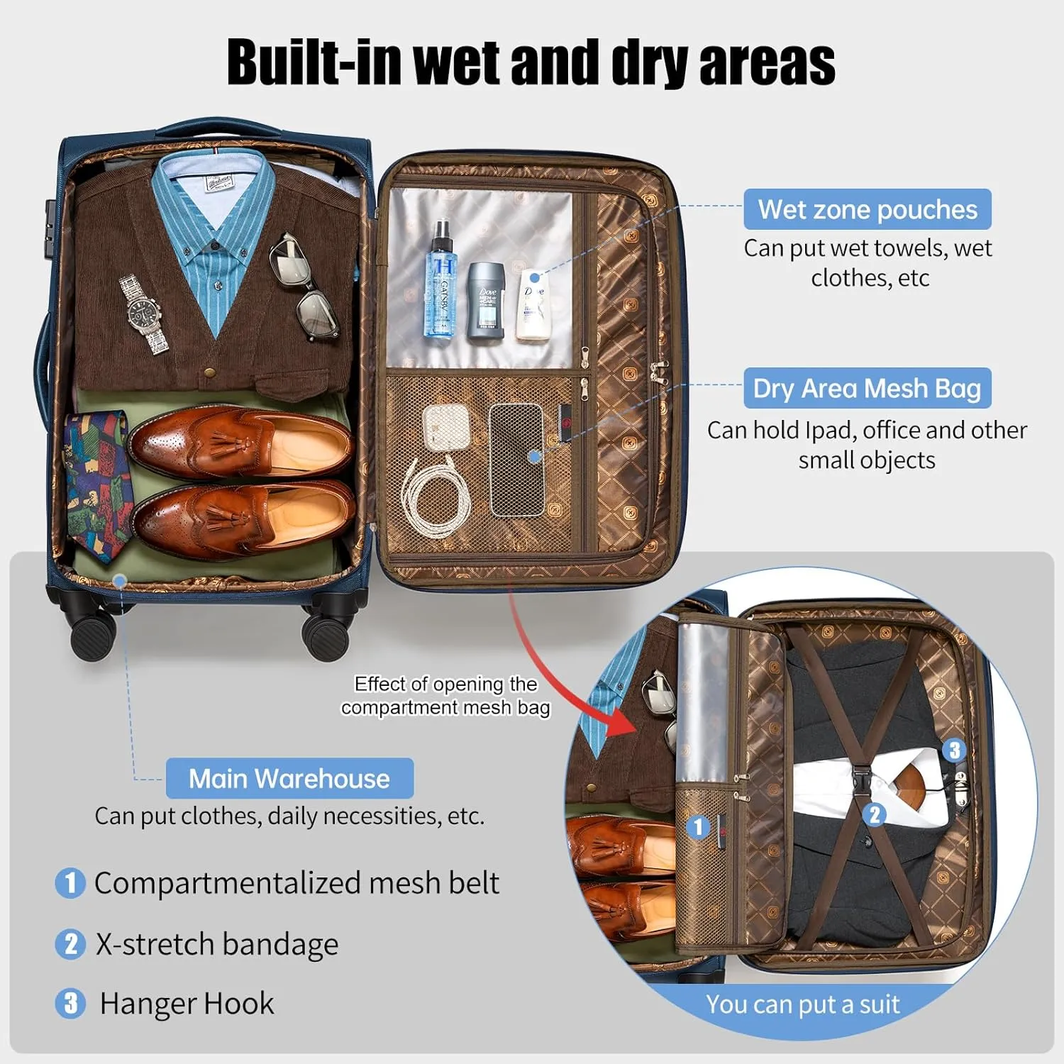 Softside Expandable Luggage with 4 Spinner Wheels, Durable Checked-Luggage Suicase (Coffee, 29-Inch)