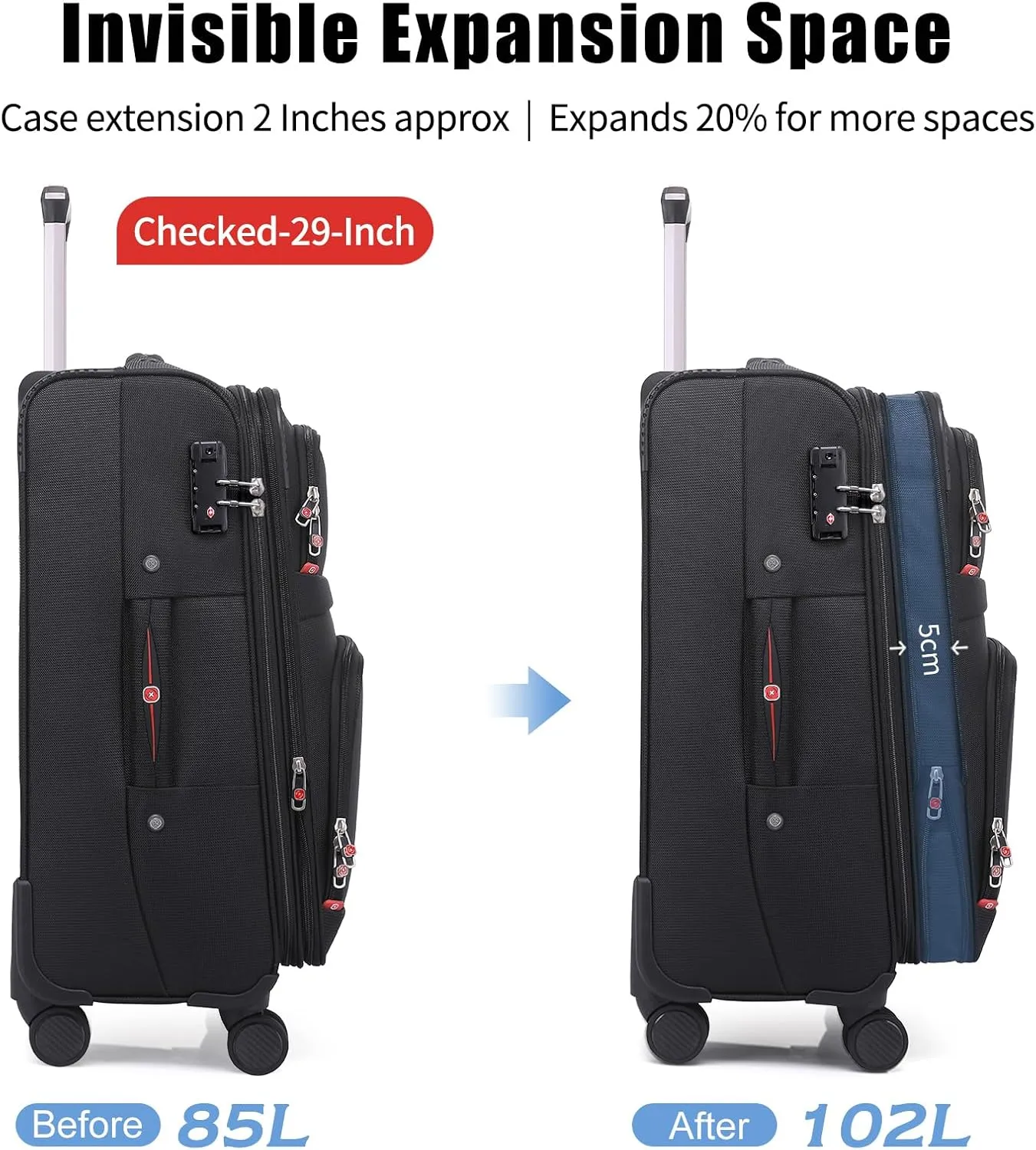 Softside Expandable Luggage with 4 Spinner Wheels, Durable Checked-Luggage Suicase (Coffee, 29-Inch)