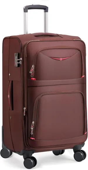 Softside Expandable Luggage with 4 Spinner Wheels, Durable Checked-Luggage Suicase (Coffee, 29-Inch)