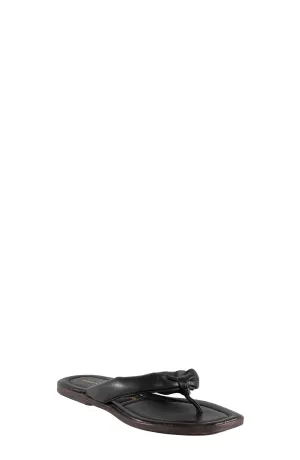 Solana Black Leather Padded Flip Flop