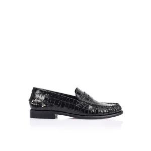 Spencer Loafer Black Croc-Embossed Leather