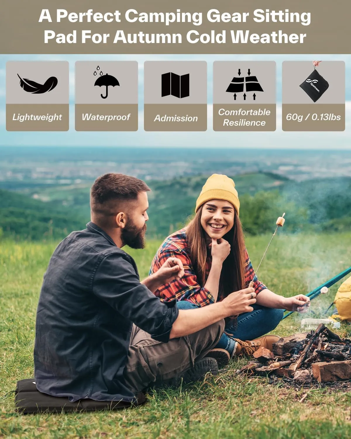 Sportneer Sitting Pad, Sit Pads for Backpacking Portable Camping Sit Pad Waterproof Folding Pad Stadium Seat Pad for for Camping Picnics Hiking