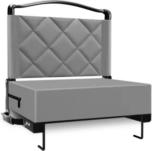 Stadium Seats with Back Support Cushion, Folding Stadium Seats for Bleachers Hold up 400lbs, Wide Bleacher Seat with Shoulder Strap & Handle Comfort for Sports Events (Gray, 1pcs)