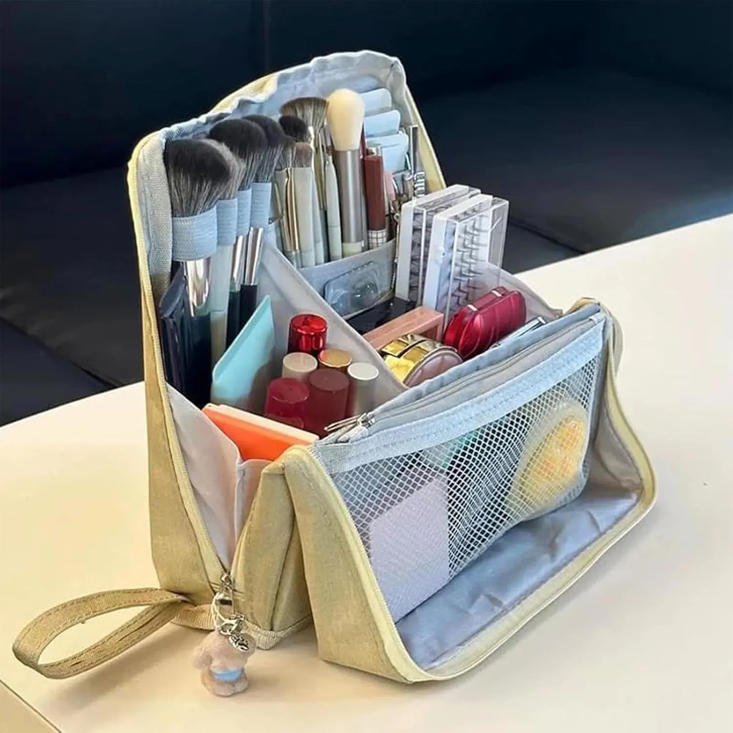 Standing Makeup Bag – Portable, Large Capacity, Multi-purpose Large Capacity Oxford Cloth Standing Makeup Bag (1 Black)