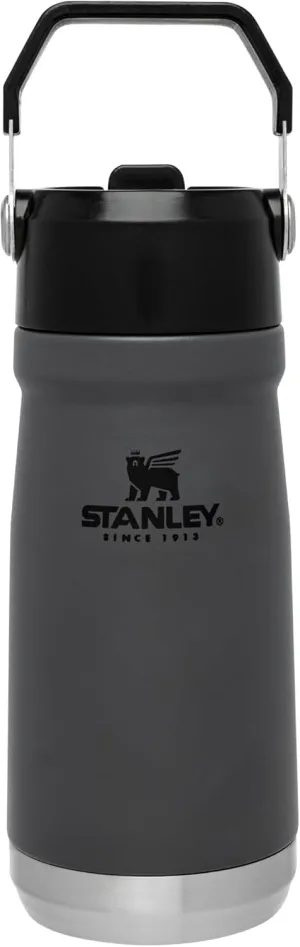 Stanley IceFlow Flip Straw Water Bottle 17 oz | Built-In Straw for Travel and Sports | Lightweight and Leak Resistant | Insulated Stainless Steel | BPA-Free | Charcoal