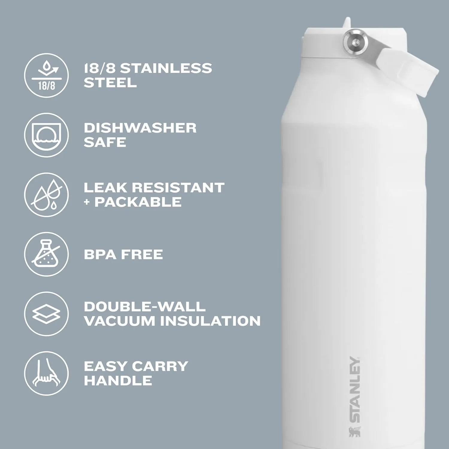 Stanley IceFlow Flip Straw Water Bottle 17 oz | Built-In Straw for Travel and Sports | Lightweight and Leak Resistant | Insulated Stainless Steel | BPA-Free | Charcoal