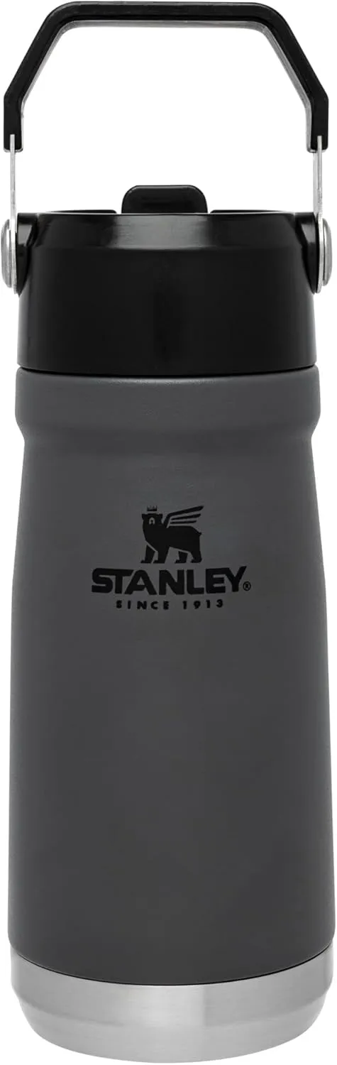 Stanley IceFlow Flip Straw Water Bottle 17 oz | Built-In Straw for Travel and Sports | Lightweight and Leak Resistant | Insulated Stainless Steel | BPA-Free | Charcoal