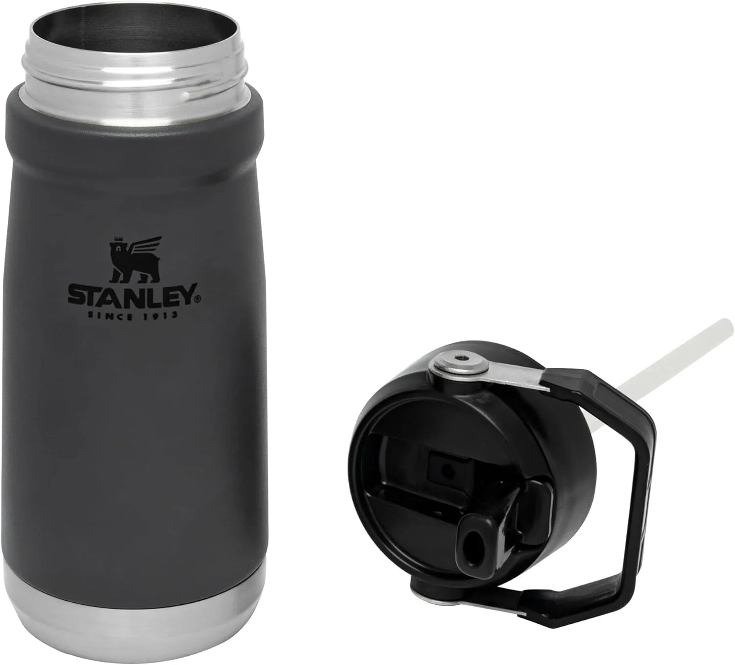 Stanley IceFlow Flip Straw Water Bottle 17 oz | Built-In Straw for Travel and Sports | Lightweight and Leak Resistant | Insulated Stainless Steel | BPA-Free | Charcoal