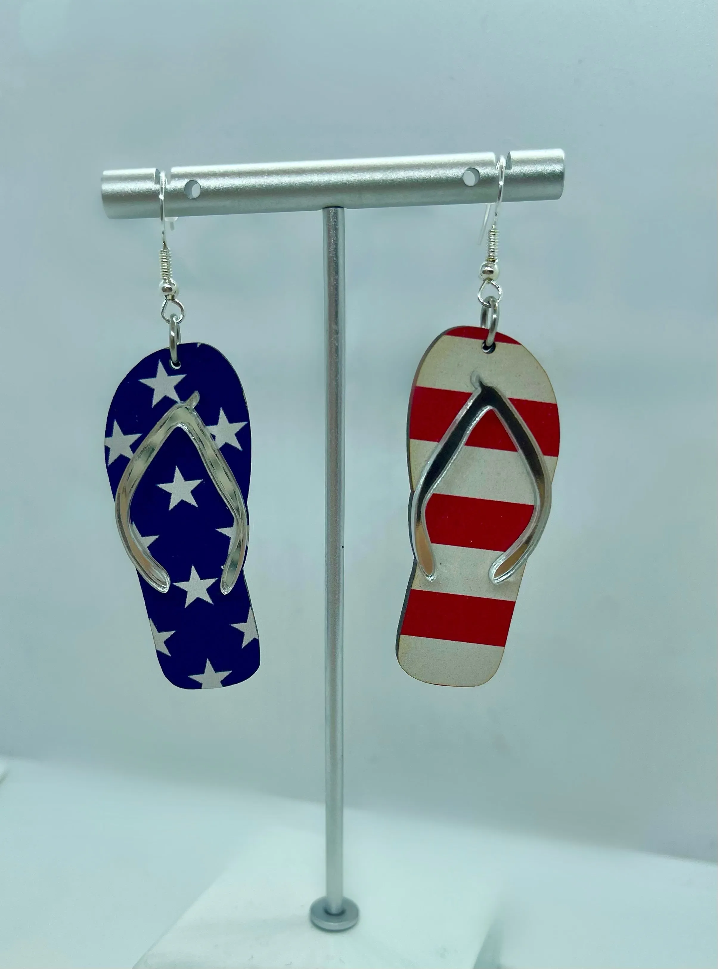 Stars and Stripes Acrylic Flip Flop Earrings
