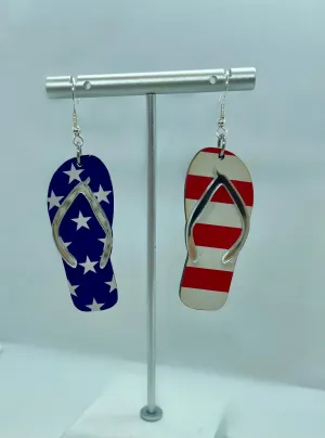 Stars and Stripes Acrylic Flip Flop Earrings