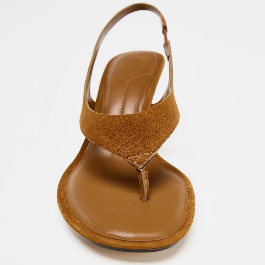 Suede Stiletto Heel Thong Sandals for Women Open Toe Slingback Kitten Heels with Ankle Strap Summer Fashion Flip Flops Heels